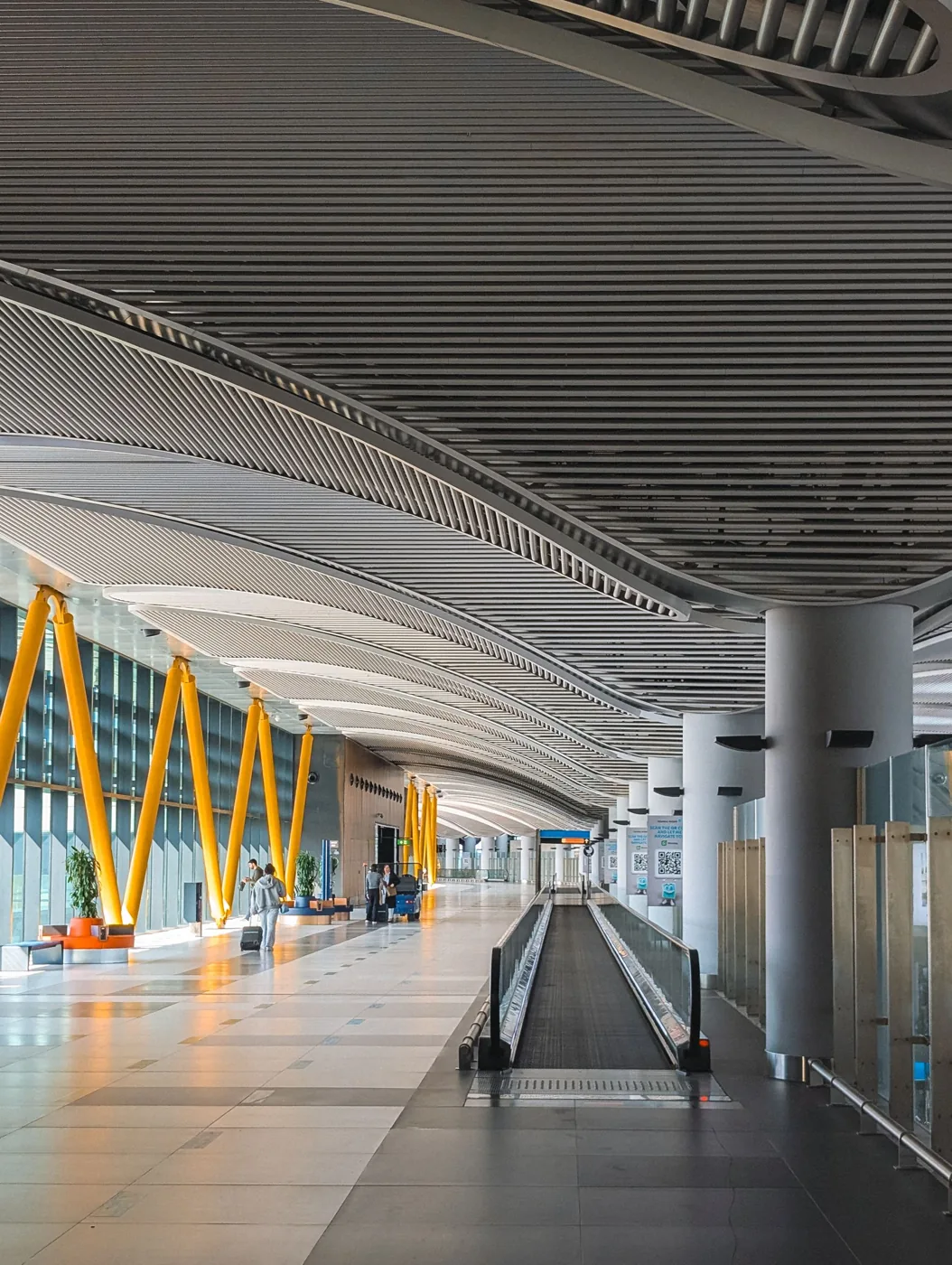 The spacious interior of an airport terminal